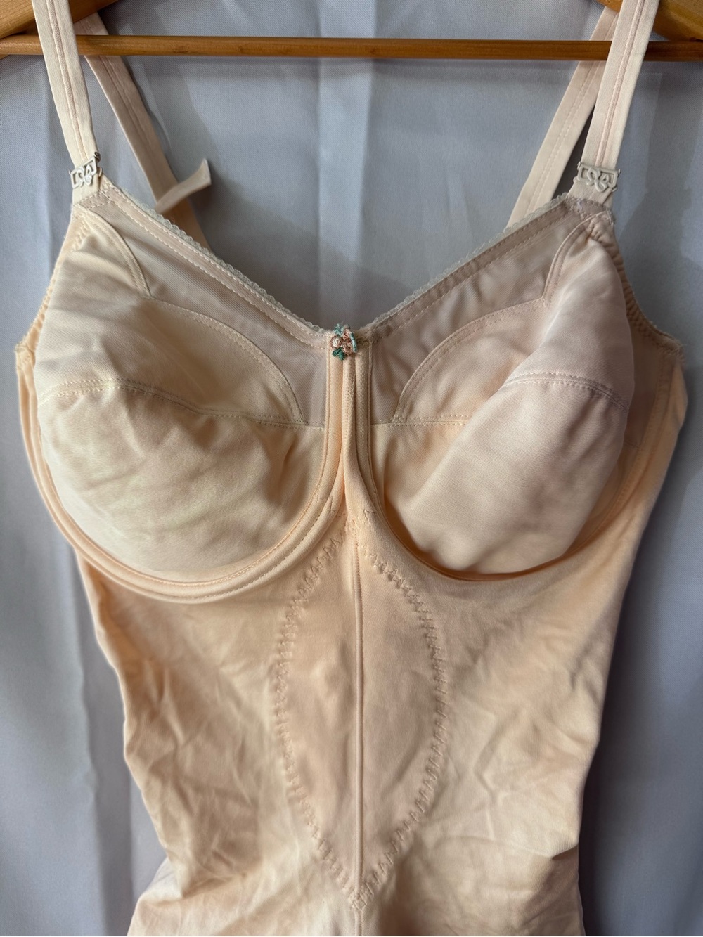Vintage Girdle Smooth Nude Shaping Bodysuit with Built-In Bra